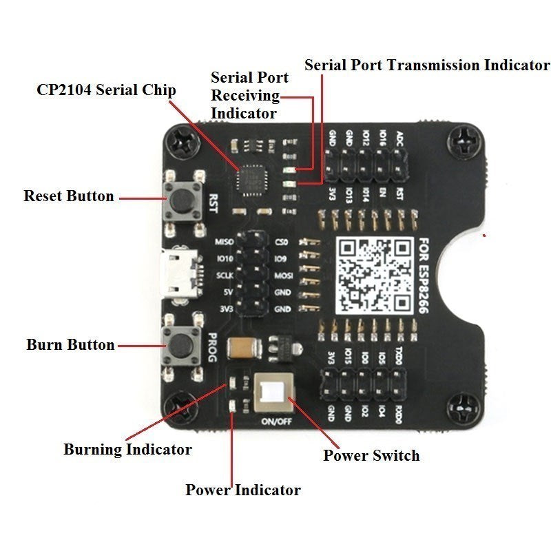 ESP8266 WiFi module development test burn board (BNL282)