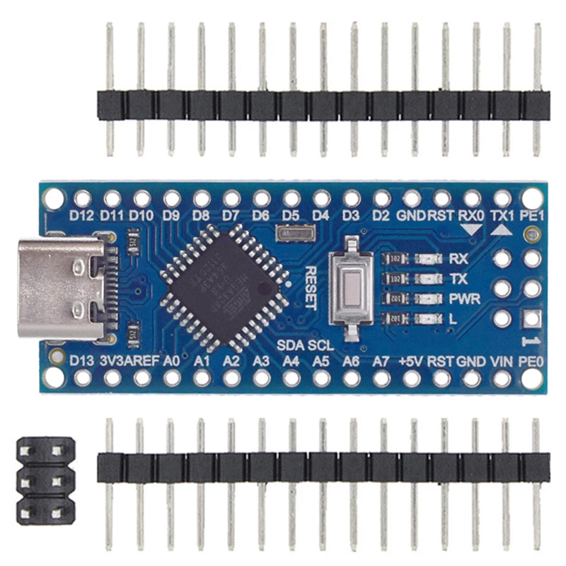 Nano V3 USB-C voor Arduino (clone maar compatible) CH340 chip met losse pins (BNL168)